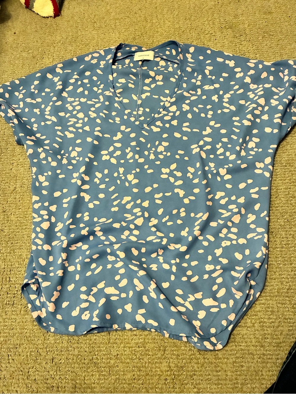 Sandro Blue V-Neck Spot Print Blouse